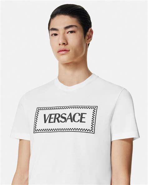 versace white 90's logo t-shirt paper clips|Versace 90s Vintage Logo T.